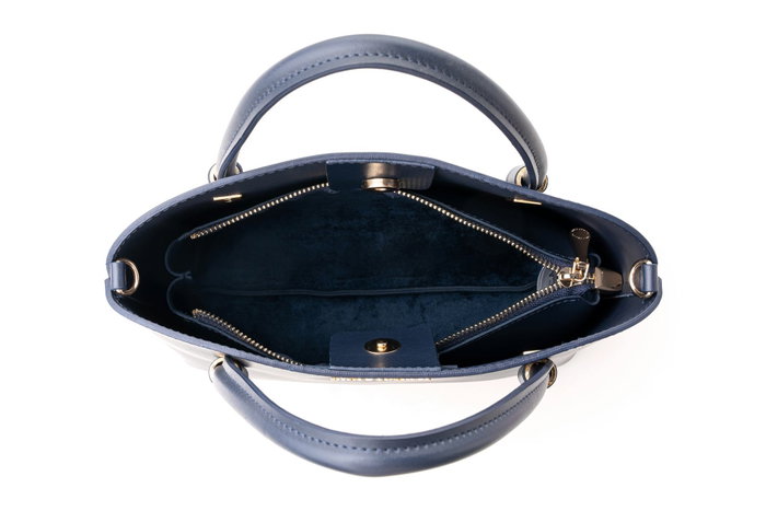 Vince Camuto Bolso Ravenna Dark Blue, Bolso de Piel de Polivinilo Azul Oscuro, Dimensiones 25x10x20 cm